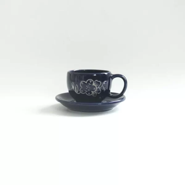 Dahlia Jewel Tone Cup Saucer Cobalt Blue