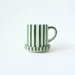 Stripe Mug and Coaster- Green
