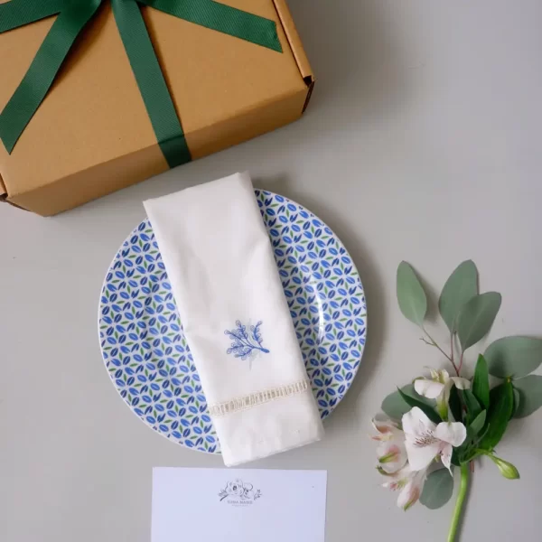 Ikat-Medium-Plate-&-Delphinium-Napkin