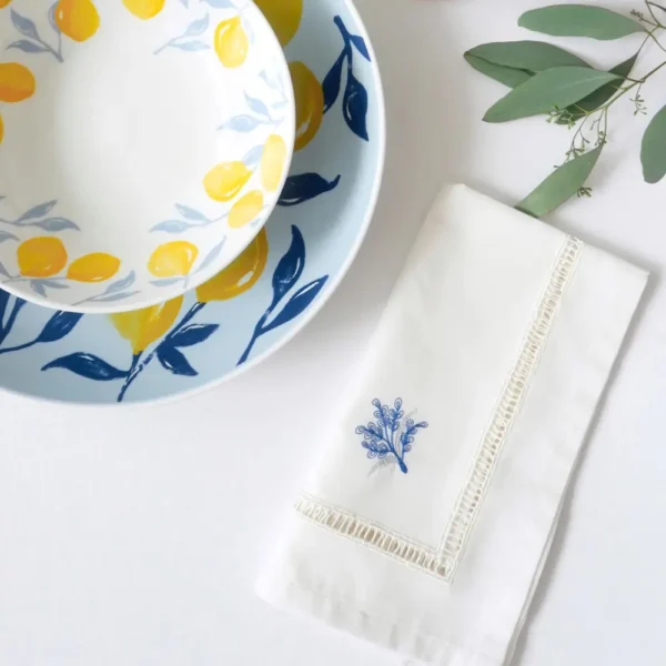 Delphinium Embroidered Napkin 1