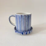 Stripe Mug & Coaster Blue