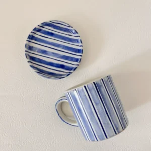 Stripe Mug & Coaster Blue