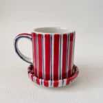 Stripe Mug & Coaster Red