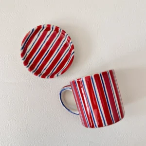 Stripe Mug & Coaster Red