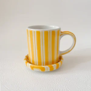 Stripe Mug & Coaster Yellow